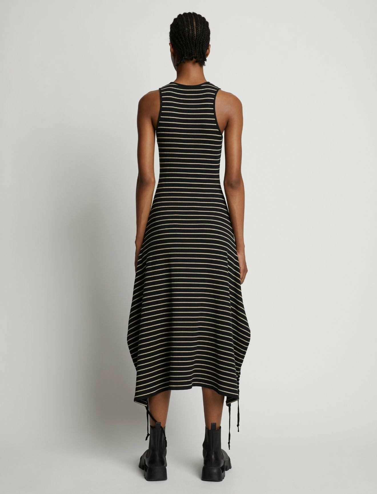 Proenza Schouler White Label | Stripe Rib Sleeveless Dress - Black/Mushroom 6 Proenza Schouler White Label | Stripe Rib Sleeveless Dress - Black/Mushroom - Image 4
