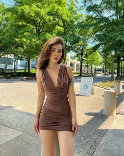 Kameli Boutique Dating Profile Mini Dress - Brown -Kameli Shop 357A4EC4 8AB3 4509 8957 C950F7485A03