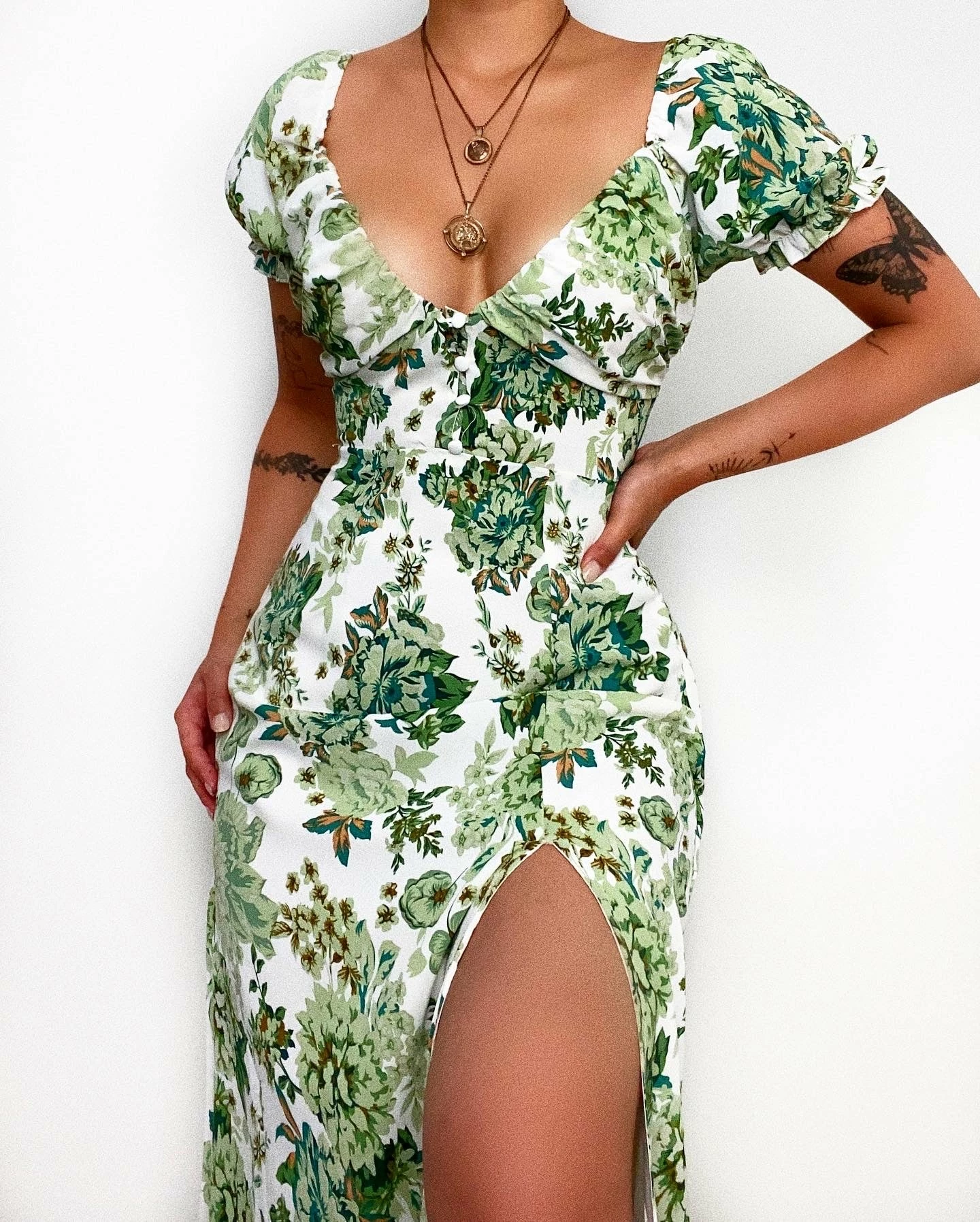 Kameli Boutique Bowie Floral Midi Dress - Green 3 Kameli Boutique Bowie Floral Midi Dress - Green
