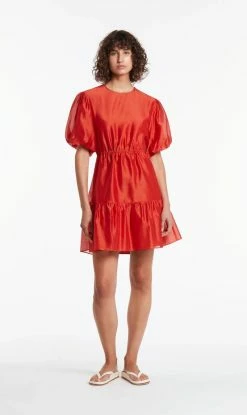 SIR THE LABEL | Lucelia Puff Sleeve Mini Dress - Red