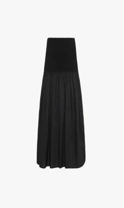 BASSIKE | Contrast Gathered Skirt - Black