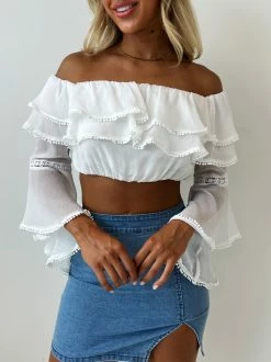 Kameli Boutique Audrey Crop Blouse - White