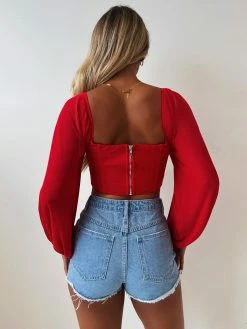 Kameli Boutique Leah Crop Blouse - Red 8 Kameli Boutique Leah Crop Blouse - Red -Kameli Shop 8B537B08 1089 44E4 AFE6 DF017855B18F
