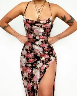 MFashion Aiken Midi Dress - Black Florals