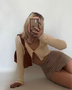 Kameli Boutique Kameli Gingham Mini Skirt - Brown -Kameli Shop AEB37A66 0434 4612 8B9F 7B4B69C7255D