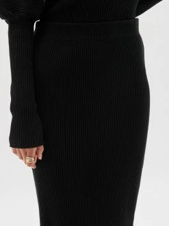 Bassike | Drapey Rib Side Split Skirt - Black -Kameli Shop AW22WFB60 drapey ribside split skirt black back 2000x e7ecbc76 05fe 4044 83f3 ef2a5a4e50e2