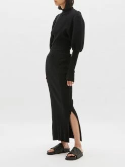 Bassike | Drapey Rib Side Split Skirt - Black -Kameli Shop AW22WFB60 drapey ribside split skirt black fullstyled 2000x 62d93381 2232 413d 9dd3 a461a6419be6