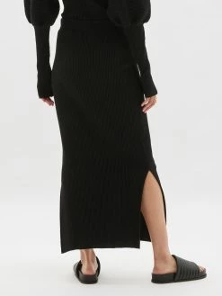 Bassike | Drapey Rib Side Split Skirt - Black -Kameli Shop AW22WFB60 drapey ribside split skirt black side 2000x e9247a61 6777 4552 a7a6 ece81fb31515