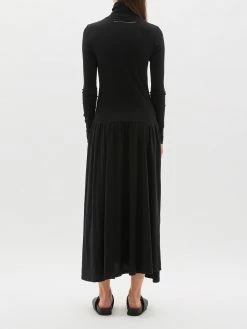 Bassike | Funnel Neck Contrast L/s Dress - Black -Kameli Shop AW22WJD65 funnel neck contrast dress black side 2000x 66cadbc6 9ec6 44b6 8dcd 956e39274a2f