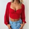 Kameli Boutique Leah Crop Blouse - Red -Kameli Shop BD39A551 AB7E 46F2 AD58 6F44CD25CE04