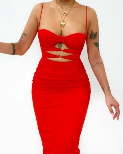 Kameli Boutique Messina Midi Dress - Red