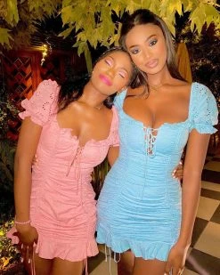 Kameli Boutique Amelia Floral Mini Dress - Blue