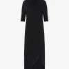 Bassike | Funnel Neck 3/4 Sleeve Dress - Black -Kameli Shop FunnelNecklDressBlack