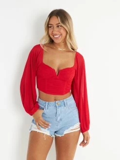 Kameli Boutique Leah Crop Blouse - Red 9 Kameli Boutique Leah Crop Blouse - Red -Kameli Shop Kameli 0903222302BW
