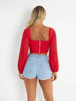 Kameli Boutique Leah Crop Blouse - Red 11 Kameli Boutique Leah Crop Blouse - Red -Kameli Shop Kameli 0903222313BW