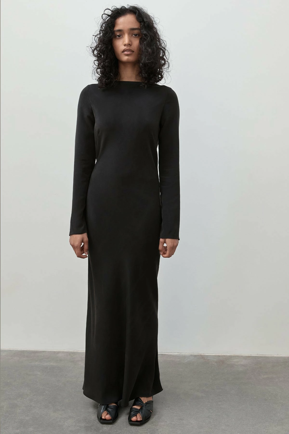 St Agni | Long Sleeve Bias Silk Dress - Black 4 St Agni | Long Sleeve Bias Silk Dress - Black - Image 2