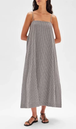 Assembly Label | Tully Dress - Cocoa Seersucker Check