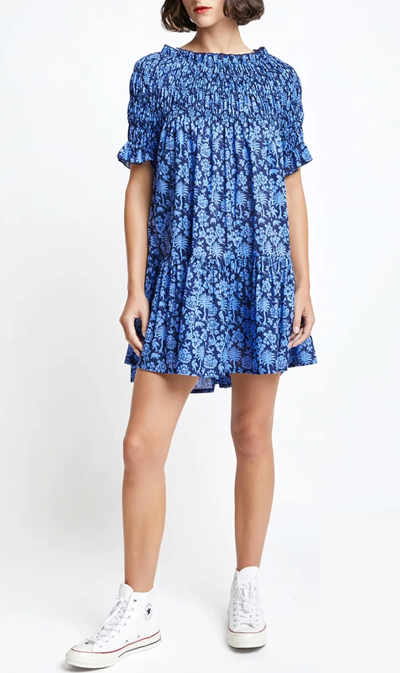 Karen Walker | Mini Orestes Dress - Navy / Cornflower 3 Karen Walker | Mini Orestes Dress - Navy / Cornflower