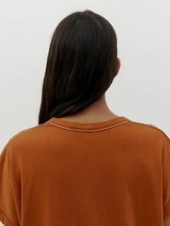 Bassike | Boxy T.Shirt Dress - Orange Rust -Kameli Shop SS18WJD171 boxy t shirt dress with tail II orange rust detail 2000x 82247361 c2f6 4284 9f7b 4ed2e607c84f