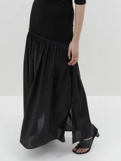 BASSIKE | Contrast Gathered Skirt - Black -Kameli Shop SS22WFB49 contrast gathered cotton skirt black DETAIL1 2000x eebdc1a8 ab4d 47b8 9485 7ccc12887df0