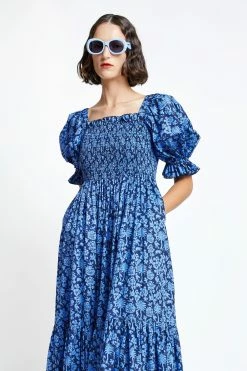 Karen Walker | Altitude Dress - Navy/Cornflower -Kameli Shop altitude short sleeve organic cotton dress navycornflower 42103 05 0549993001670965190