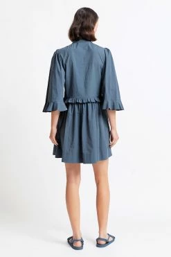 Karen Walker | Organic Cotton Blossom Dress - Asphalt -Kameli Shop blossom organic cotton dress 42266 01 asphalt back 0812741001660873391