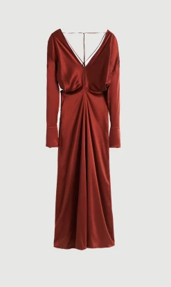 Victoria Beckham | Long Sleeve Midi Dress - Chocolate