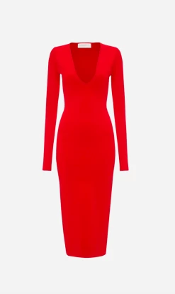Victoria Beckham | VB Body Deep Vee Midi - Red