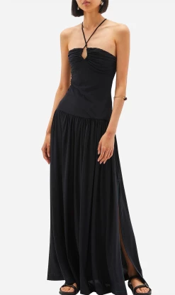 Bassike | Knot Detail Full Length Dress - Black