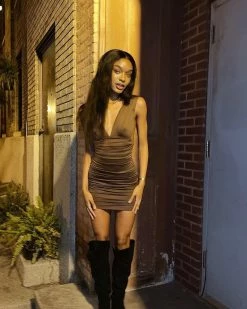 Kameli Boutique Dating Profile Mini Dress - Brown -Kameli Shop image 1d267711 790d 4ae8 93f5 1ff6eaa00bfa