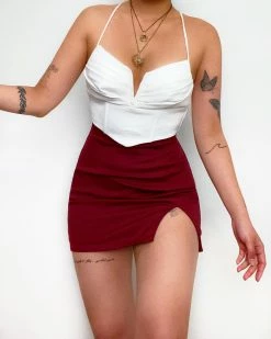 Kameli Boutique Callie Mini Skirt - Wine -Kameli Shop image 4d1eade1 e11d 4731 b72a bdf62084767e