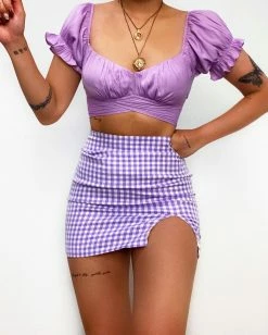 Kameli Boutique Kameli Gingham Mini Skirt - Lilac