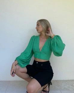 Kameli Boutique Gemma Crop Blouse - Green -Kameli Shop image 54e74f87 478c 4d98 855b c397796a4029