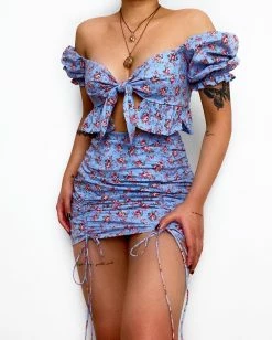 Kameli Boutique Genevieve Floral Mini Dress - Blue