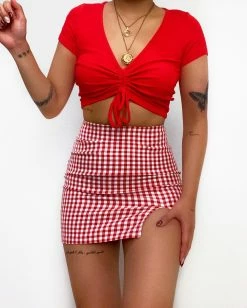 Kameli Boutique Kameli Gingham Mini Skirt - Red -Kameli Shop image b1aae8f6 ceae 4508 b29b 73fe44f45aec