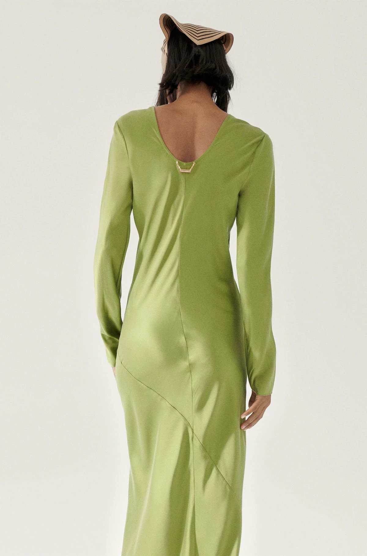 Silk Laundry | Full Sleeve Bias Dress - Calla Green 7 Silk Laundry | Full Sleeve Bias Dress - Calla Green - Image 5