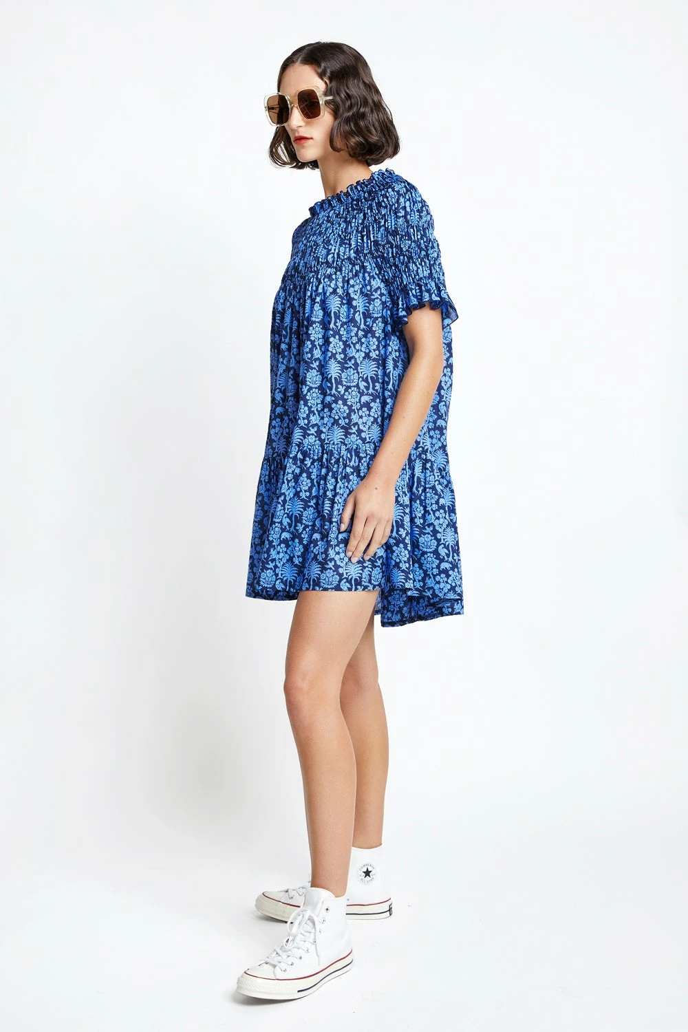 Karen Walker | Mini Orestes Dress - Navy / Cornflower 5 Karen Walker | Mini Orestes Dress - Navy / Cornflower - Image 3