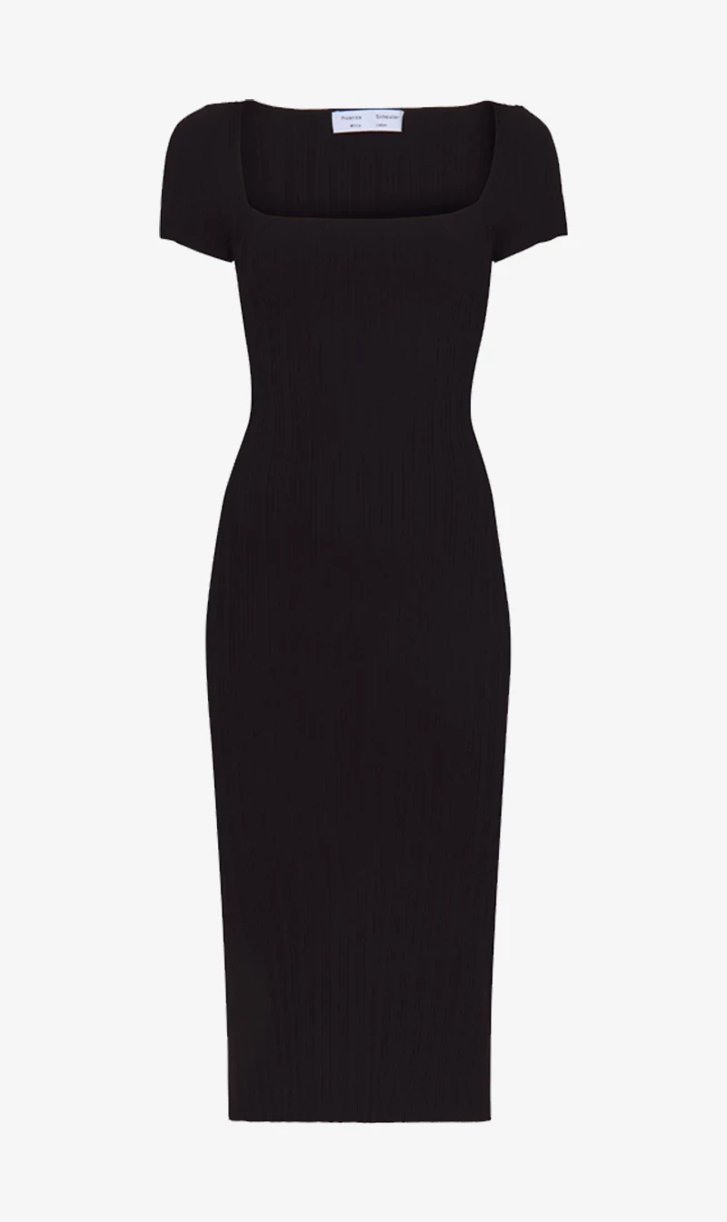 Proenza Schouler White Label | Rib Knit Short Sleeve Dress - Black 3 Proenza Schouler White Label | Rib Knit Short Sleeve Dress - Black