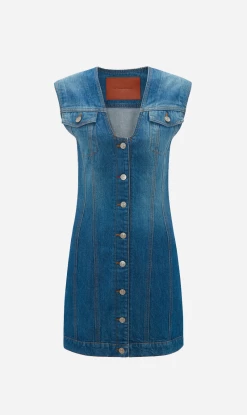 Victoria Beckham | Sleeveless Mini Dress - Sandwashed Indigo