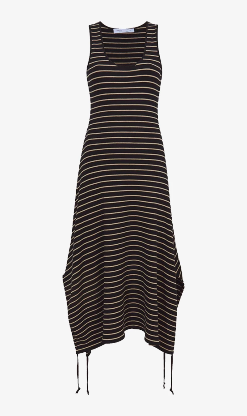 Proenza Schouler White Label | Stripe Rib Sleeveless Dress - Black/Mushroom 3 Proenza Schouler White Label | Stripe Rib Sleeveless Dress - Black/Mushroom